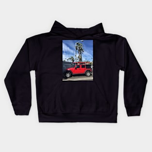 Red Jeep in Santa Barbara Kids Hoodie